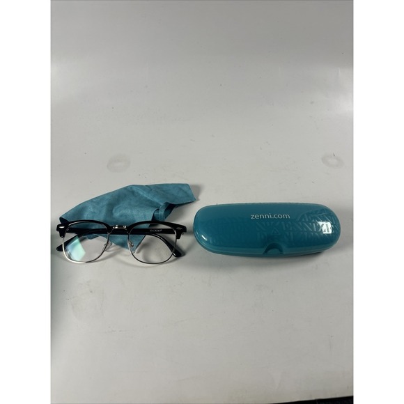 Zenni Optical Accessories - Zenni Optical Round Eyeglasses Black Frame Clear Lenses w/ Case & Cloth